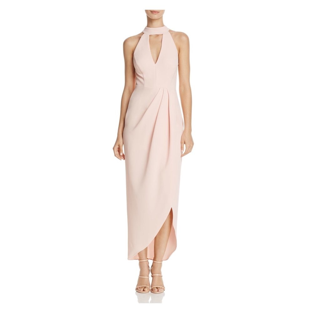 Avery G Midi Length Keyhole Halter Dress